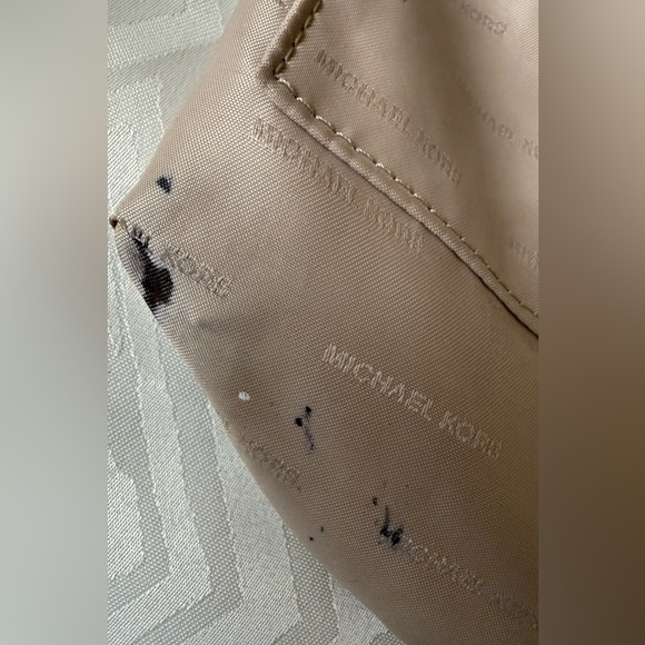 Michael Kors Navy and Tan Textured Bag Monogram Leather Purse Crossbody - Picture 13 of 16